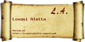 Lovasi Aletta névjegykártya